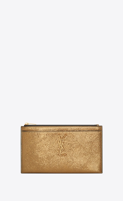 MONOGRAM bill pouch in metallic leather